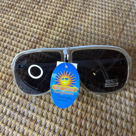 Vintage 90s Clear White Sunglasses Plastic Frame Smoky Lenses Deadstock - Picture 15 of 15